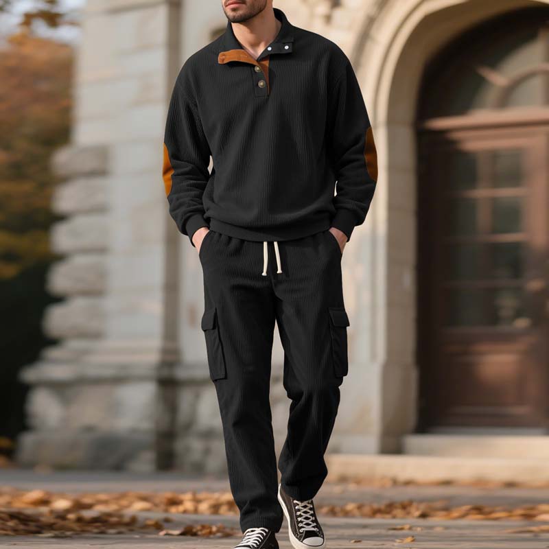 Ensemble 2 pièces tendance pour homme : pull-over et pantalon cargo