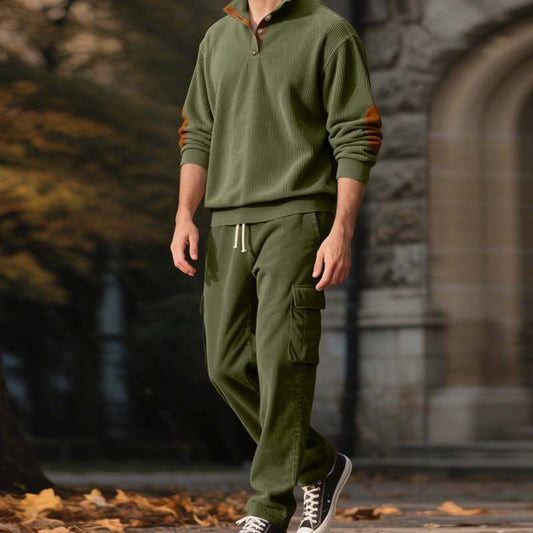 Ensemble 2 pièces tendance pour homme : pull-over et pantalon cargo