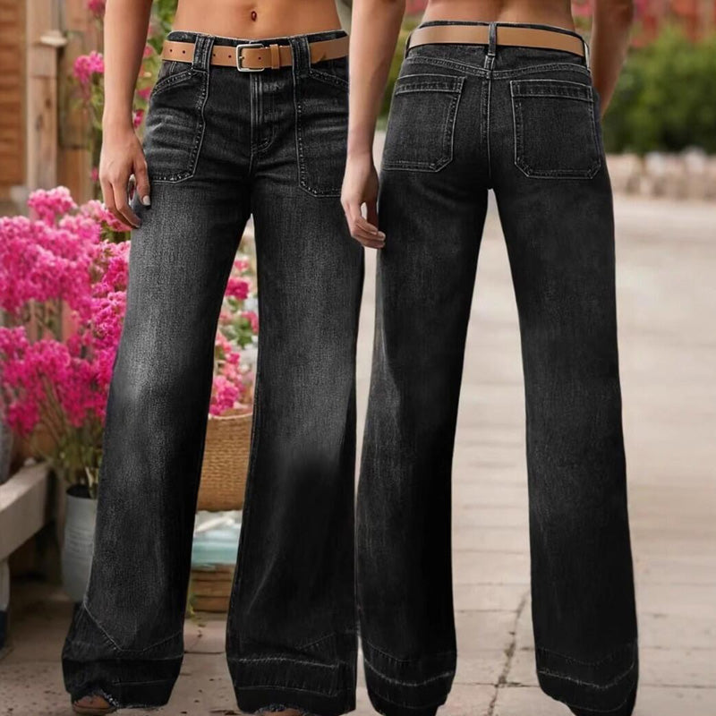 🎉👖50% de réduction ! Jean évasé rétro pour femme – Coupe flatteuse, poches généreuses et denim stretch ultra-confortable