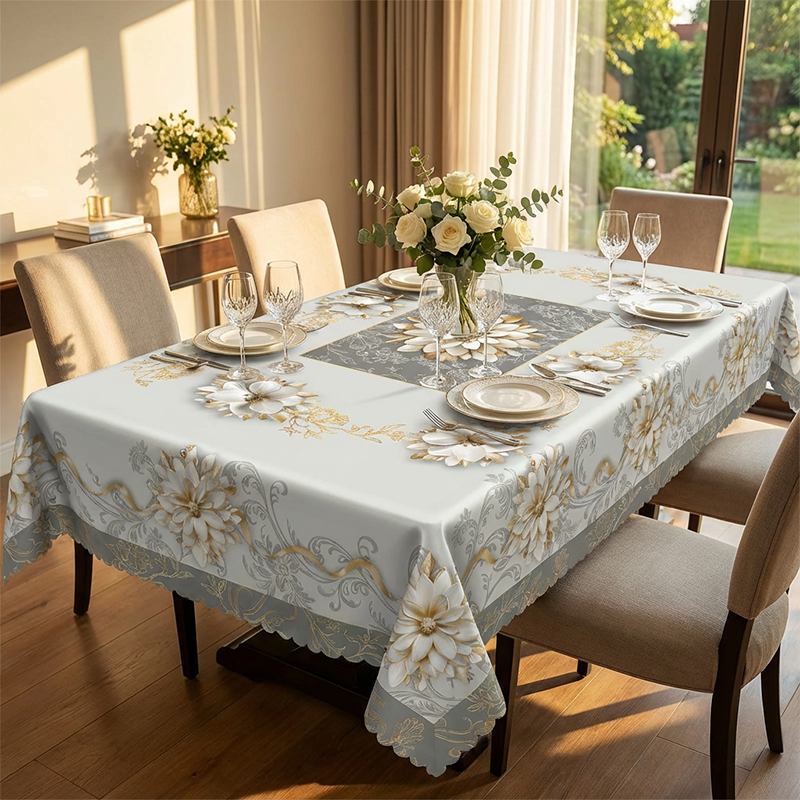 🌺🎀 50 % de réduction！! Nappe Fleurie en Relief Imperméable – Élégance intemporelle, protection anti-tache & entretien facile