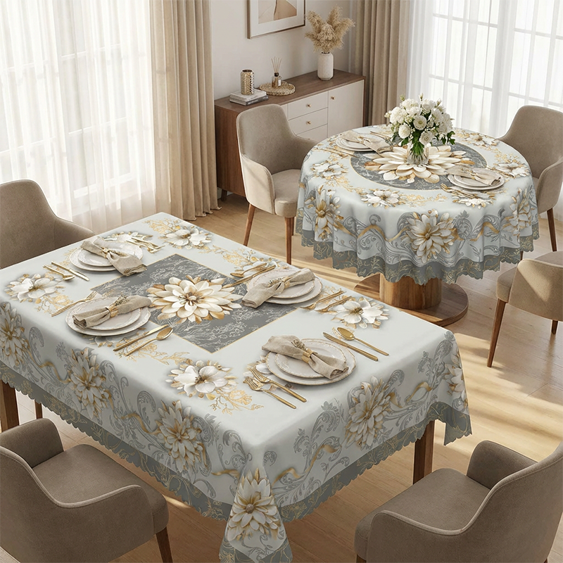 🌺🎀 50 % de réduction！! Nappe Fleurie en Relief Imperméable – Élégance intemporelle, protection anti-tache & entretien facile