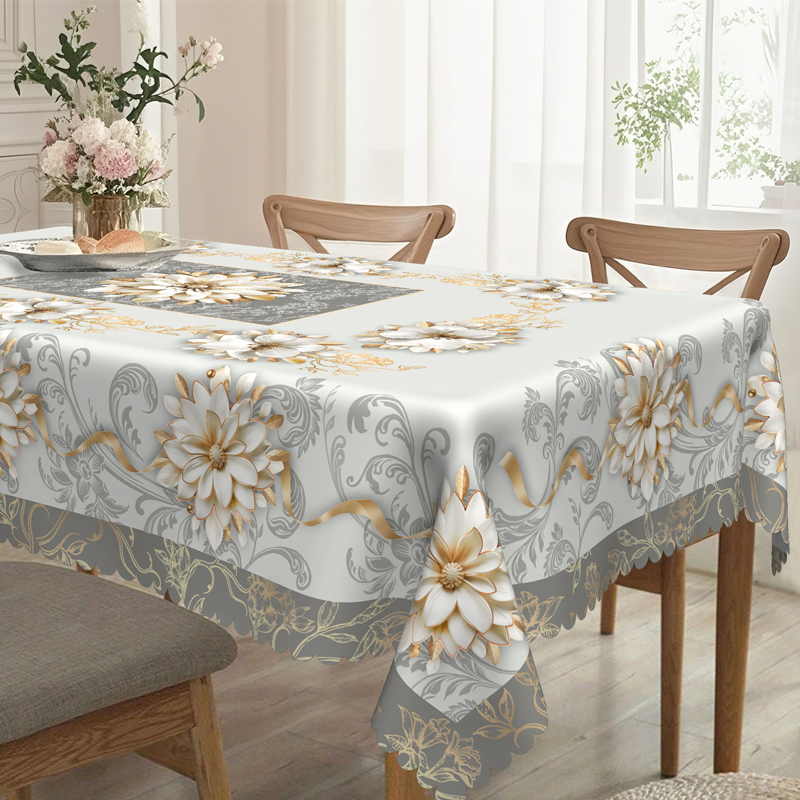 🌺🎀 50 % de réduction！! Nappe Fleurie en Relief Imperméable – Élégance intemporelle, protection anti-tache & entretien facile