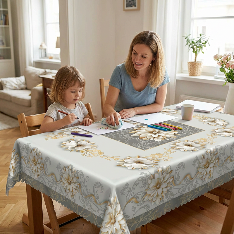 🌺🎀 50 % de réduction！! Nappe Fleurie en Relief Imperméable – Élégance intemporelle, protection anti-tache & entretien facile