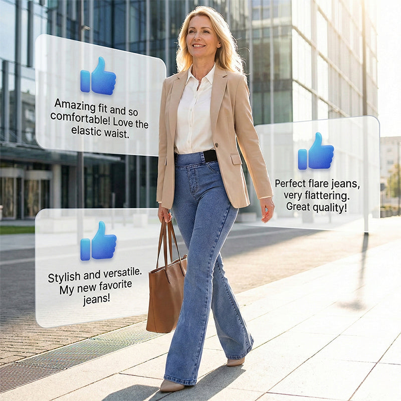 💎 52% DE RÉDUCTION ! 💎 Jean Évasé Taille Haute pour Femme – Denim Stretch, Silhouette Allongée & Confort Absolu 👖💙