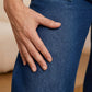 Jean denim à taille élastiquée et jambes larges pour femme