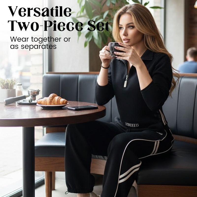 💃OFFRE SPÉCIALE - DÉJÀ TERMINÉ : 60 % DE RÉDUCTION🌸Ensemble de survêtement décontracté à demi-zip pour femme