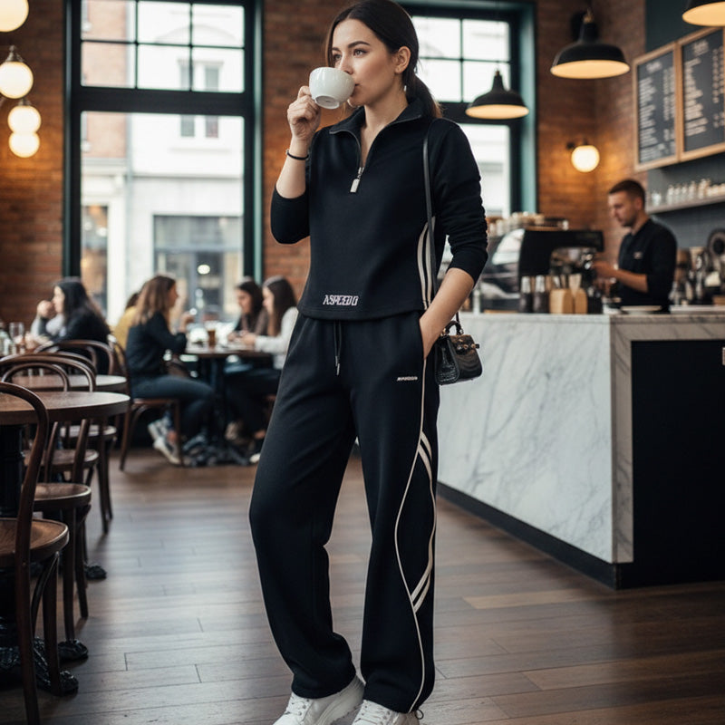 💃OFFRE SPÉCIALE - DÉJÀ TERMINÉ : 60 % DE RÉDUCTION🌸Ensemble de survêtement décontracté à demi-zip pour femme