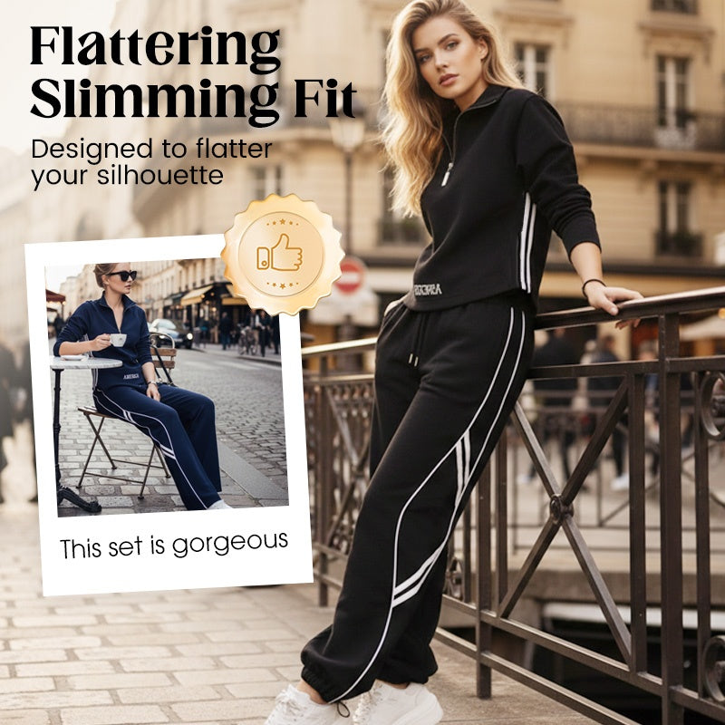 💃OFFRE SPÉCIALE - DÉJÀ TERMINÉ : 60 % DE RÉDUCTION🌸Ensemble de survêtement décontracté à demi-zip pour femme