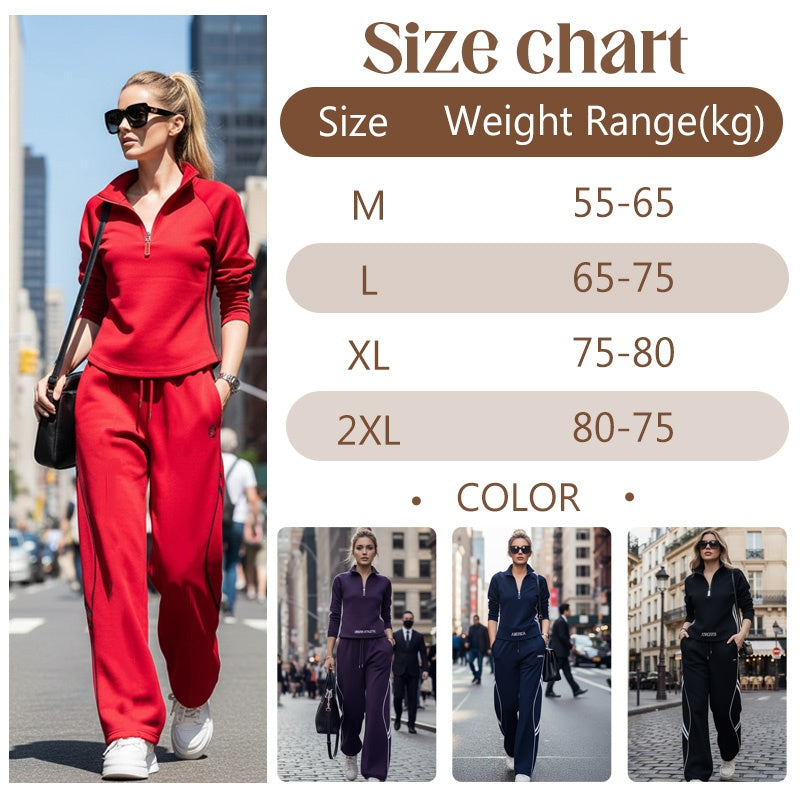 💃OFFRE SPÉCIALE - DÉJÀ TERMINÉ : 60 % DE RÉDUCTION🌸Ensemble de survêtement décontracté à demi-zip pour femme