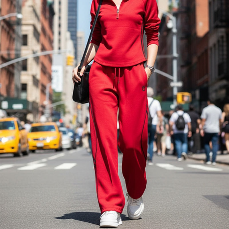 💃OFFRE SPÉCIALE - DÉJÀ TERMINÉ : 60 % DE RÉDUCTION🌸Ensemble de survêtement décontracté à demi-zip pour femme