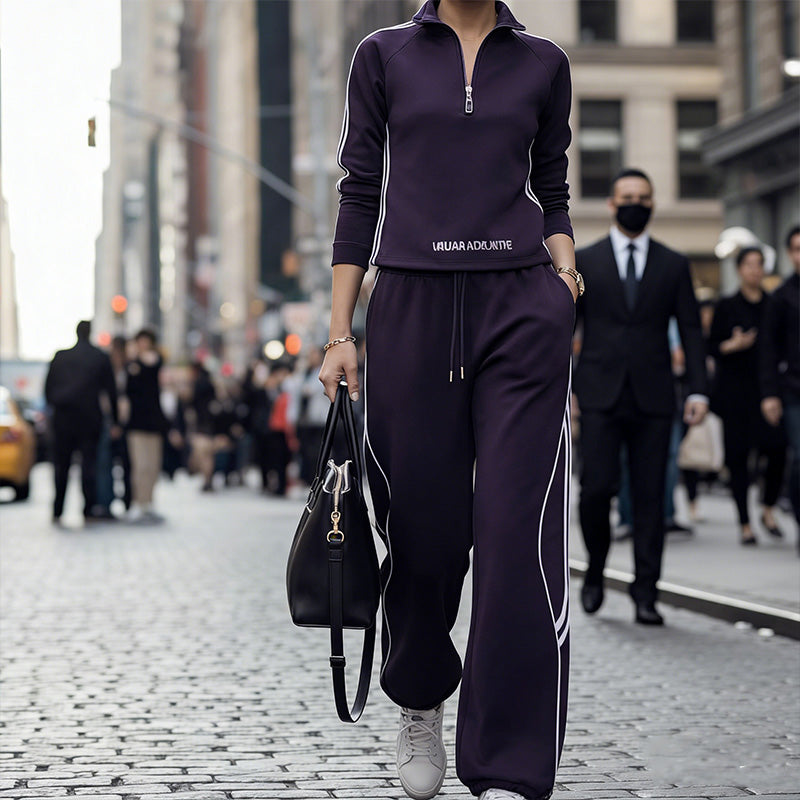 💃OFFRE SPÉCIALE - DÉJÀ TERMINÉ : 60 % DE RÉDUCTION🌸Ensemble de survêtement décontracté à demi-zip pour femme