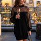 Mini-robe à col montant en maille transparente