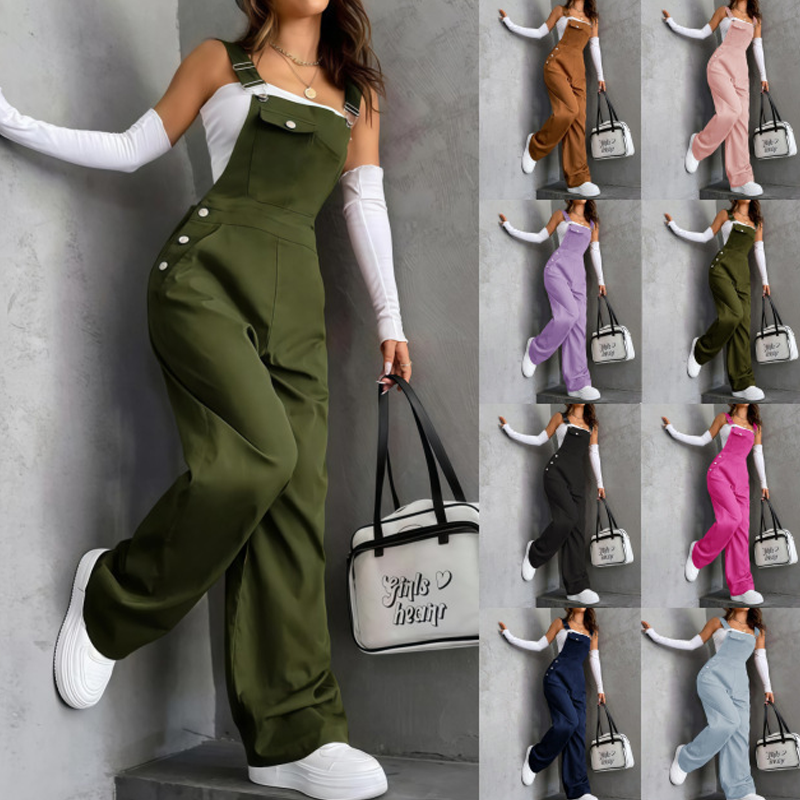 💎60% DE RÉDUCTION ! 💎 Salopette Cargo Rétro pour Femme – Poches Pratiques, Jambes Droites & Ajustement Personnalisable