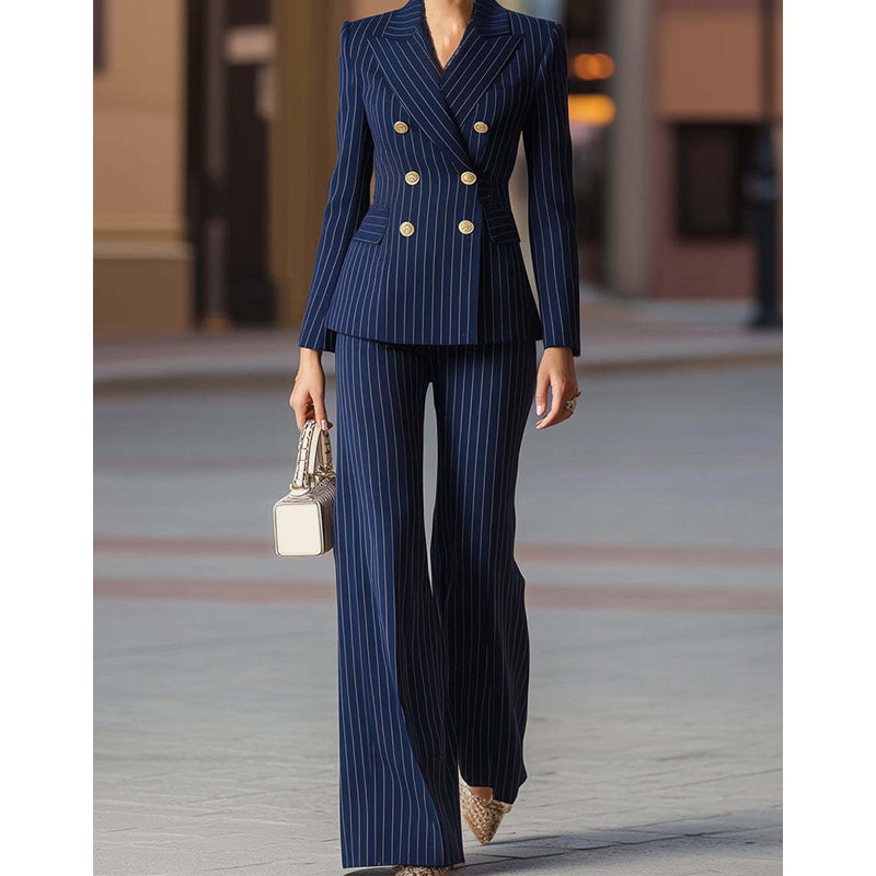 💼 50% DE RÉDUCTION ! ✨ Tailleur d’Autorité Moderne pour Femme – Costume à Rayures Princesse, Blazer Structuré & Pantalon Large Élégant 👖