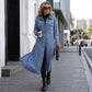 📢📢60 % de réduction !!⏰LIVRAISON GRATUITE⏰Manteau long en denim boutonné pour femme