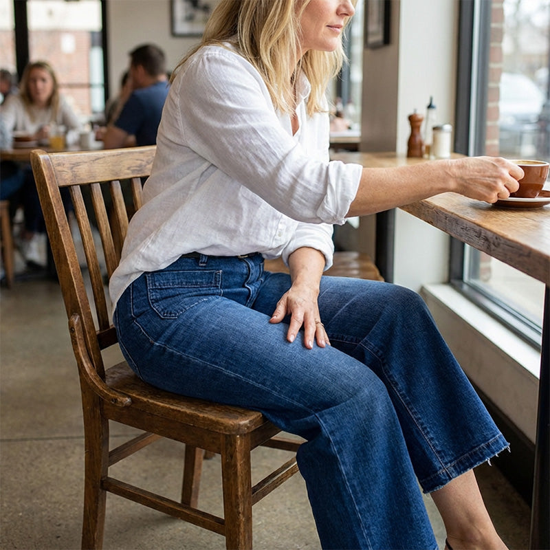 🎉 60% DE RÉDUCTION! 👖 NOUVELLE SILHOUETTE 2026 – JEAN DÉCONTRACTÉ À JAMBES ÉVASÉES, FLATTEUR POUR TOUTES