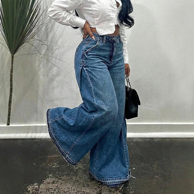 📢📢60 % de réduction !! ⏰Jean oversize à taille haute et jambes larges pour femme