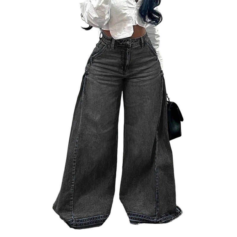 📢📢60 % de réduction !! ⏰Jean oversize à taille haute et jambes larges pour femme