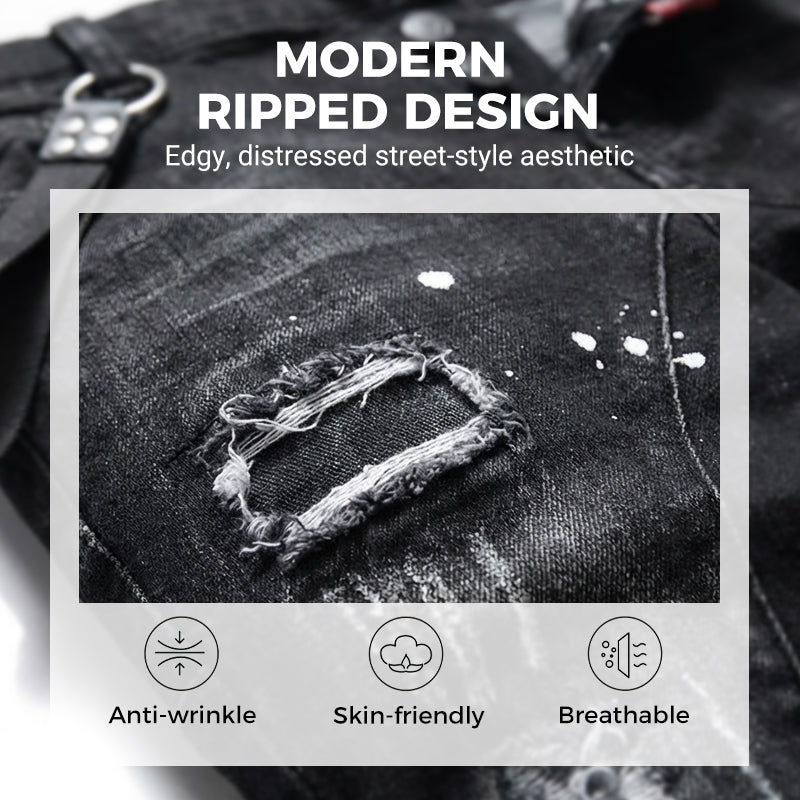 📢📢60 % de réduction !! ⏰Jean slim déchiré effet usé pour homme