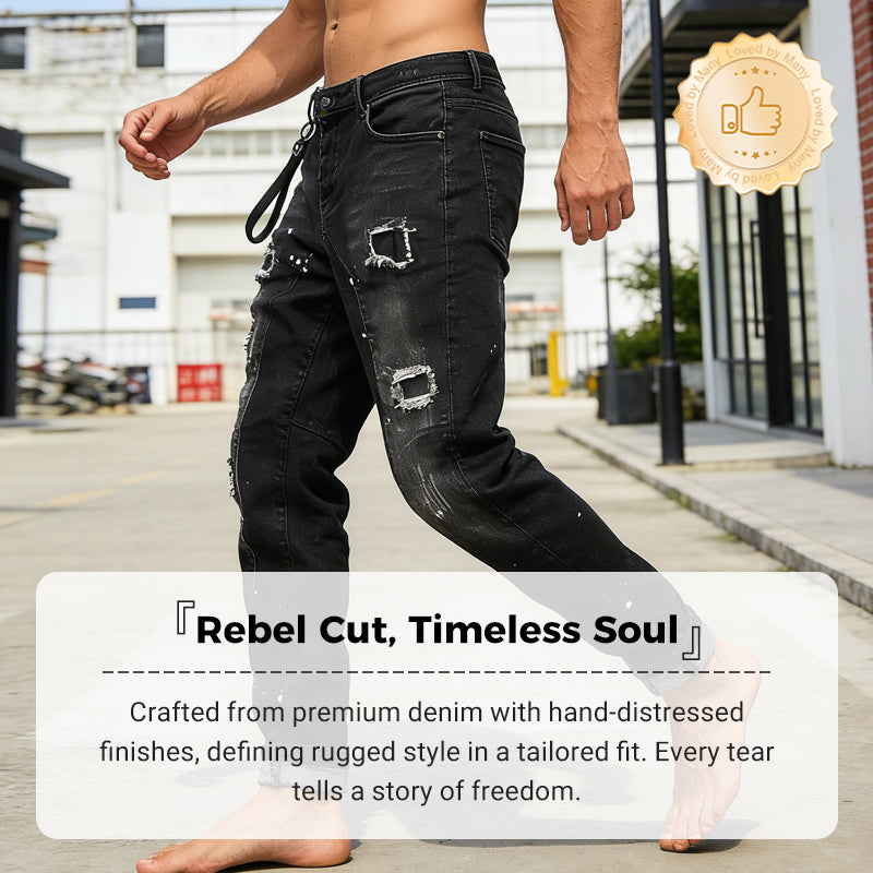 📢📢60 % de réduction !! ⏰Jean slim déchiré effet usé pour homme