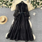 📢📢60 % de réduction !! ⏰ Robe Vintage à Manches Lanternes Brodées – Dentelle Délicate, Coupe Romantique & Élégance Rétro 🌸