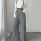 📢📢50 % DE RÉDUCTION !! ⏰ Pantalon Taille Haute à Bretelles Motif Pied-de-Poule – Coupe Large, Élégance Vintage & Silhouette Allongée 🎀👖
