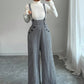 📢📢50 % DE RÉDUCTION !! ⏰ Pantalon Taille Haute à Bretelles Motif Pied-de-Poule – Coupe Large, Élégance Vintage & Silhouette Allongée 🎀👖