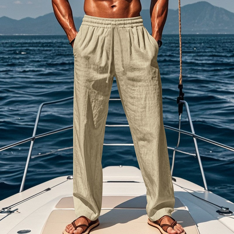 📢📢60 % DE RÉDUCTION !! ⏰Pantalon ample tendance en lin pour homme avec poches