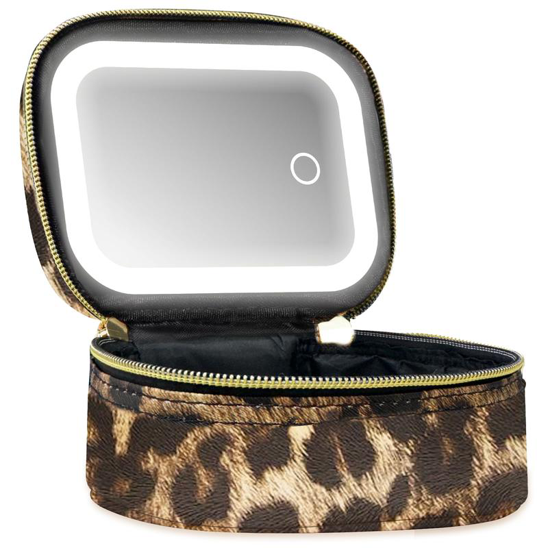 Trousse de maquillage de voyage avec miroir éclairé par LED