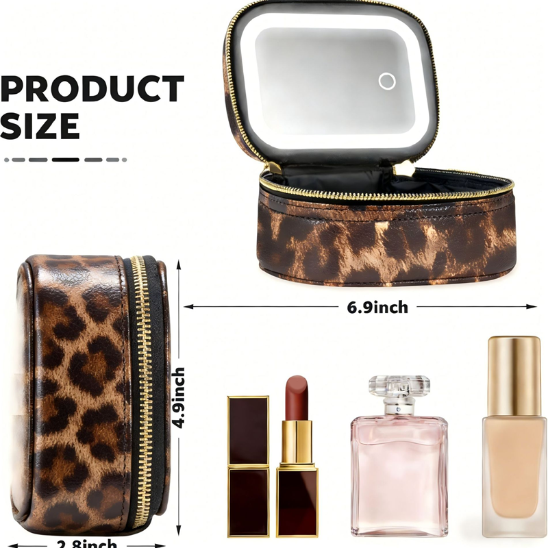 Trousse de maquillage de voyage avec miroir éclairé par LED