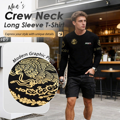 T-shirt à col rond et manches longues pour homme