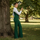 Women's Elegant Striped V-Neck Blouse & Wide-Leg Trouser Set