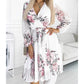 Robe femme à motif floral, encolure en V et plis