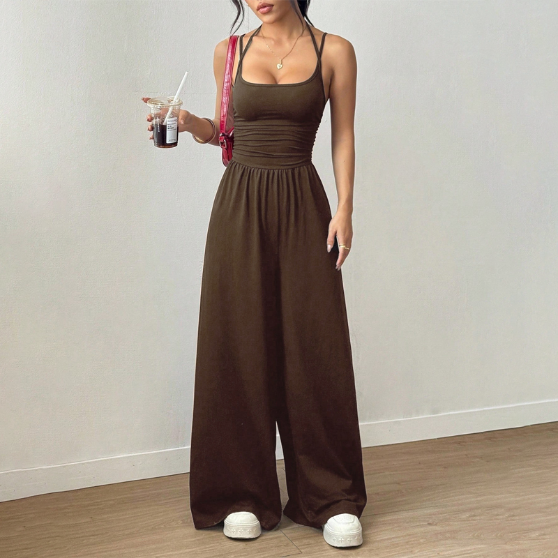 💎 50% DE RÉDUCTION ! 💎 Combinaison-Pantalon Femme à Fines Bretelles – Coupe Large, Tissu Fluide & Silhouette Élancée 🌸☀️
