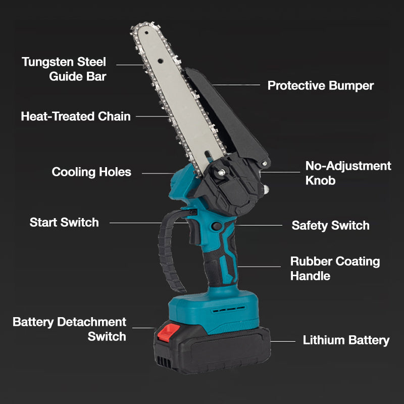 Mini-tronçonneuse sans fil 6 pouces avec 2 batteries