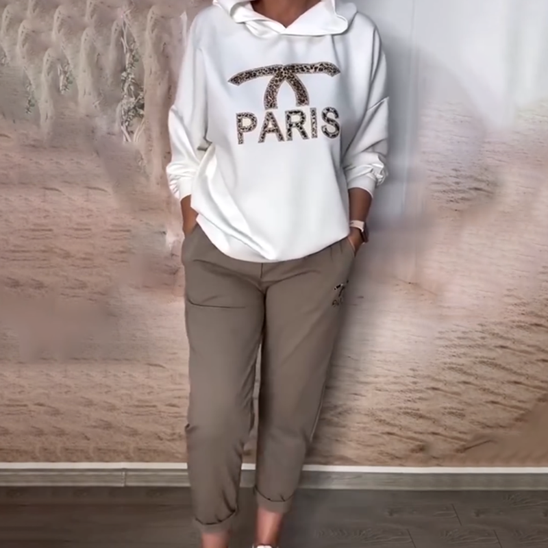 Ensemble sweat-shirt à capuche et pantalon coupe décontractée