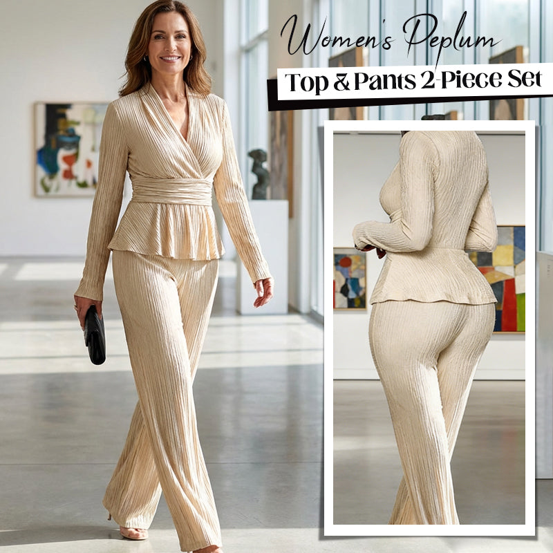 Ensemble 2 pièces pour femme avec haut à basque et pantalon
