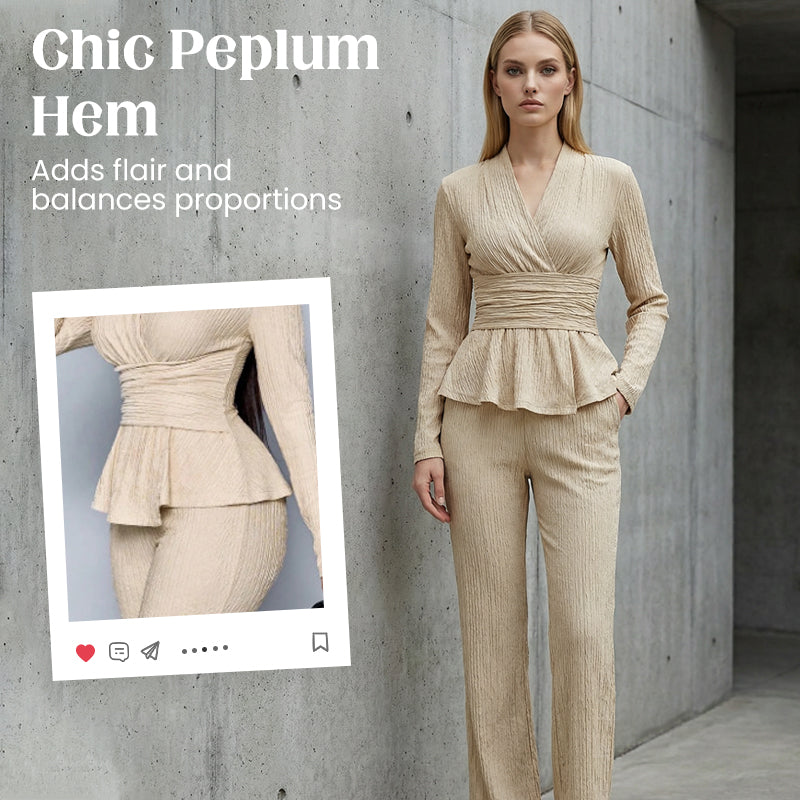 Ensemble 2 pièces pour femme avec haut à basque et pantalon