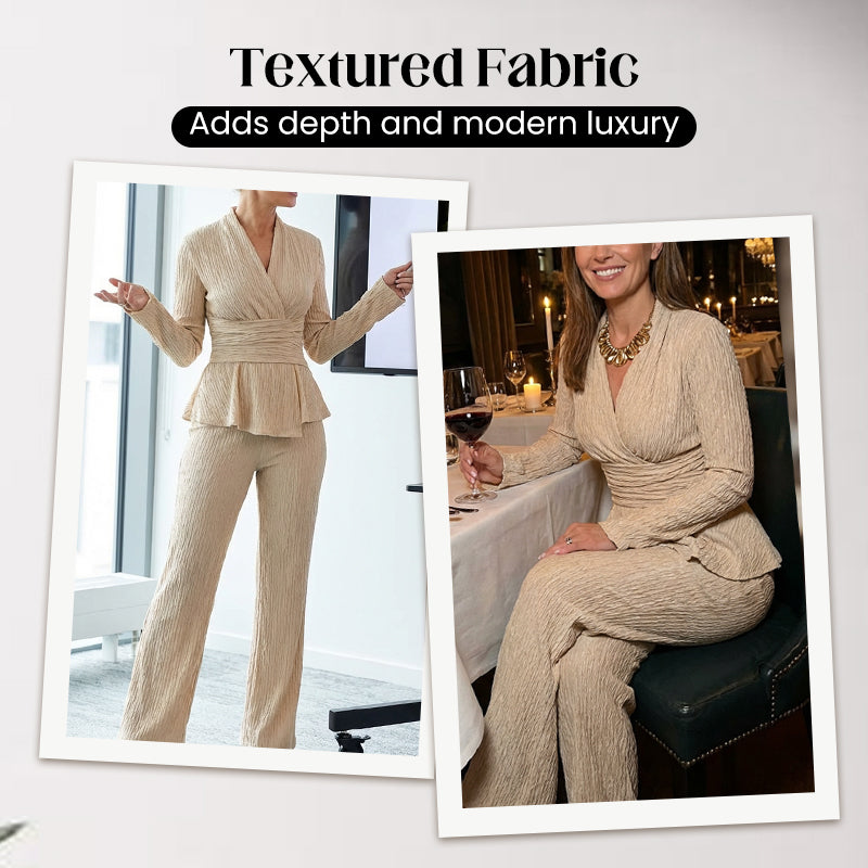 Ensemble 2 pièces pour femme avec haut à basque et pantalon