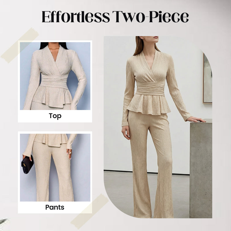 Ensemble 2 pièces pour femme avec haut à basque et pantalon