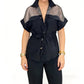 Ensemble 2 pièces pour femme : haut et pantalon en patchwork de maille