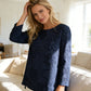 Blouse à manches longues brodée de fleurs pour femme