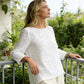 Blouse à manches longues brodée de fleurs pour femme