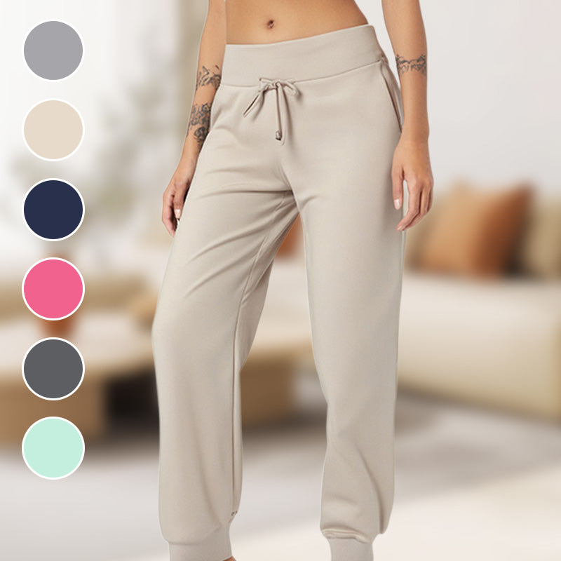 Pantalon de jogging taille haute et coupe ajustée, cordon de serrage et poches