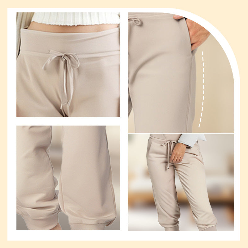 Pantalon de jogging taille haute et coupe ajustée, cordon de serrage et poches