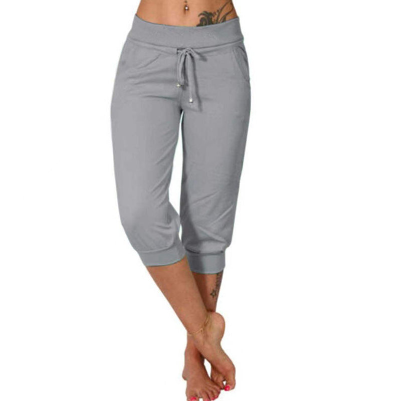 Pantalon de jogging taille haute et coupe ajustée, cordon de serrage et poches