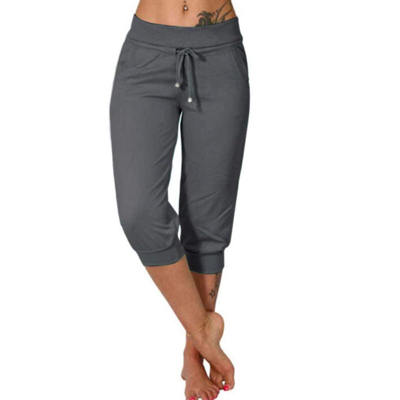 Pantalon de jogging taille haute et coupe ajustée, cordon de serrage et poches