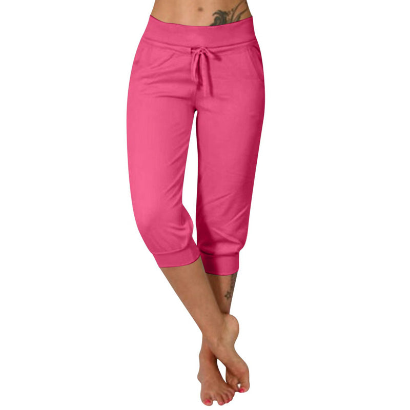 Pantalon de jogging taille haute et coupe ajustée, cordon de serrage et poches
