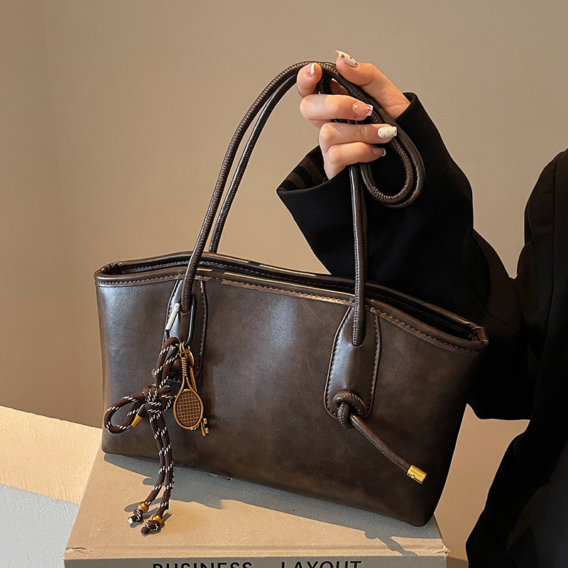 👜✨🌸 PROMO -50% ! Sac d'Épaule Vintage en Cuir PU – Intérieur Spacieux, Style Intemporel & Bande Porte-Épaule Réglable (Noir/Marron Foncé/Blanc/Marron Clair)
