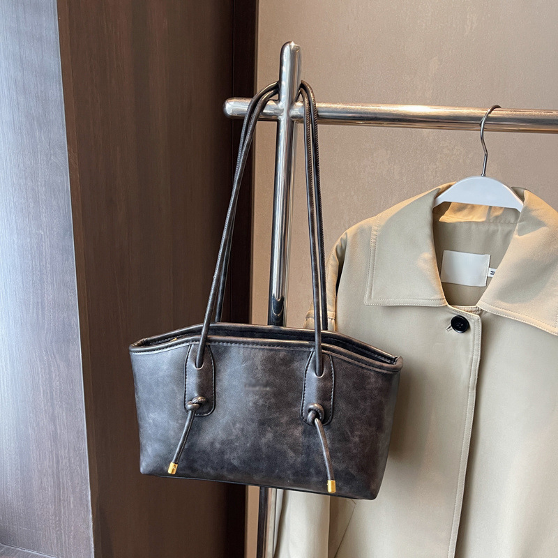 👜✨🌸 PROMO -50% ! Sac d'Épaule Vintage en Cuir PU – Intérieur Spacieux, Style Intemporel & Bande Porte-Épaule Réglable (Noir/Marron Foncé/Blanc/Marron Clair)